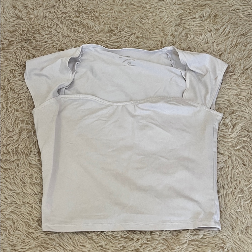 Hollister White Square-Neck Crop Tee